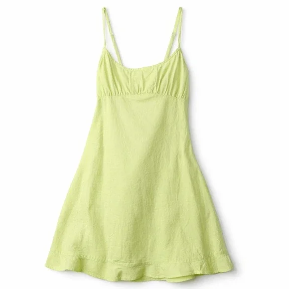 Nasty Gal Dress Girls Size 2 Lime Green Cotton Sun Dress Ruffle Open Back - Picture 1 of 7